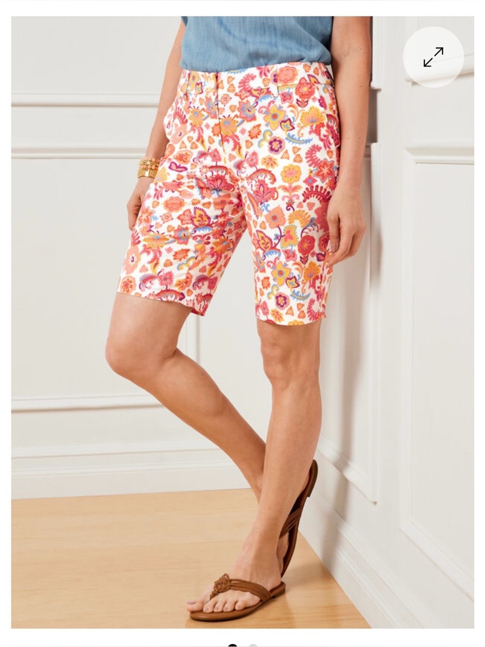 Talbots multicolor charming perfect shorts preppy floral summer stretch size 4